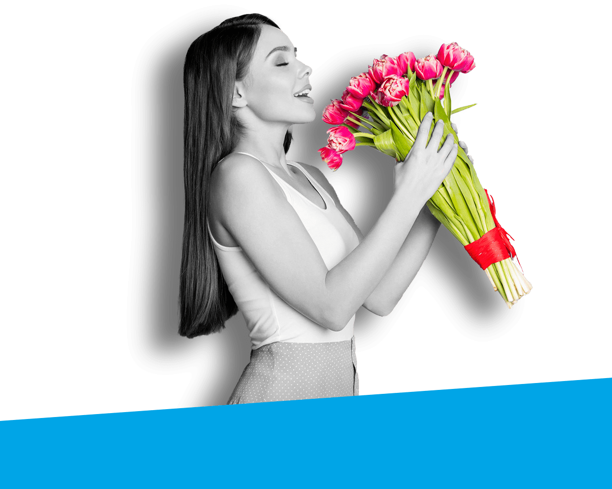 Woman Flowers Mobile-blue