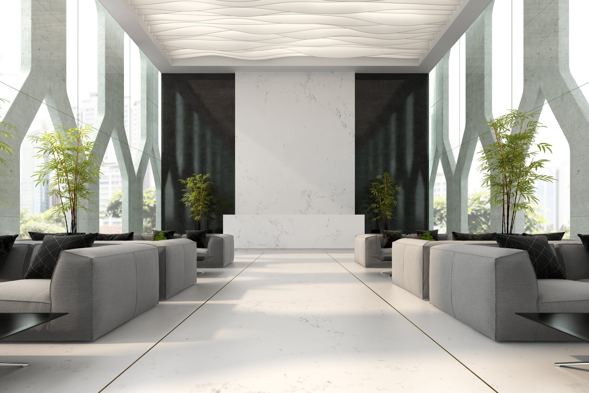 Interior of room and spa reception 3D illustration